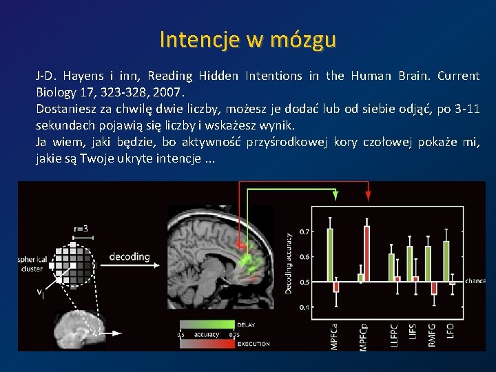 Intencje w mózgu J-D. Hayens i inn, Reading Hidden Intentions in the Human Brain.