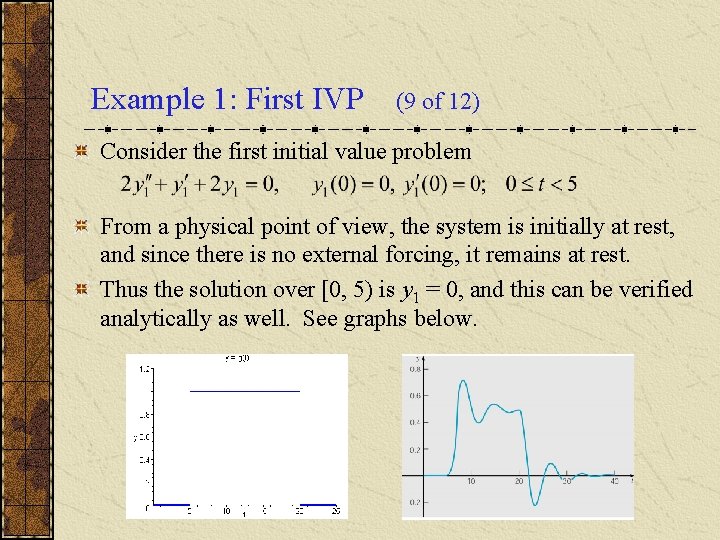 Example 1: First IVP (9 of 12) Consider the first initial value problem From