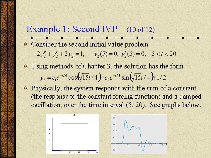 Example 1: Second IVP (10 of 12) Consider the second initial value problem Using