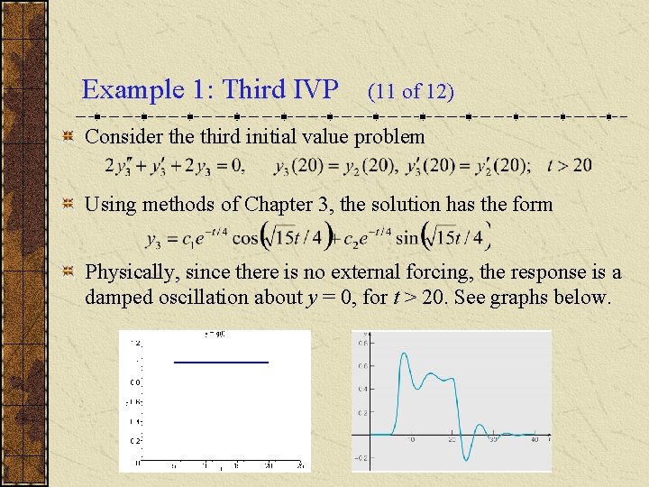 Example 1: Third IVP (11 of 12) Consider the third initial value problem Using
