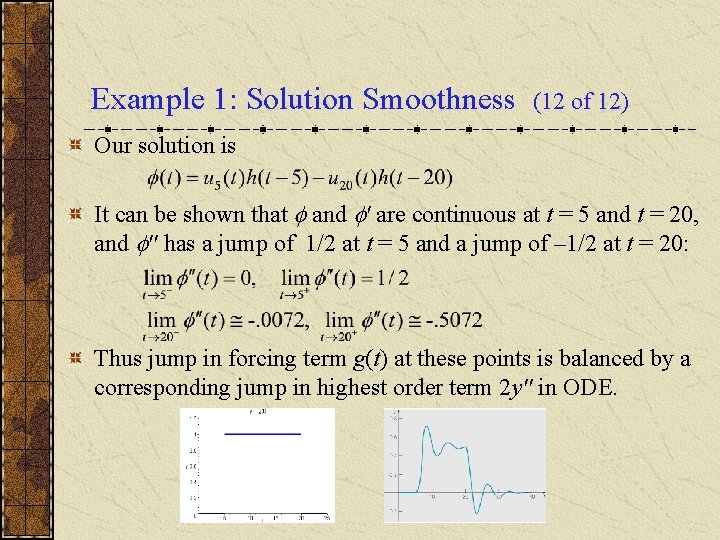 Example 1: Solution Smoothness (12 of 12) Our solution is It can be shown