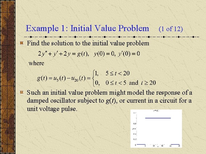 Example 1: Initial Value Problem (1 of 12) Find the solution to the initial
