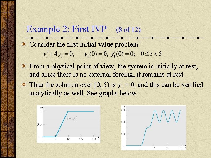 Example 2: First IVP (8 of 12) Consider the first initial value problem From