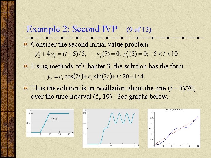 Example 2: Second IVP (9 of 12) Consider the second initial value problem Using
