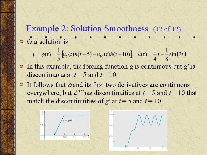 Example 2: Solution Smoothness (12 of 12) Our solution is In this example, the