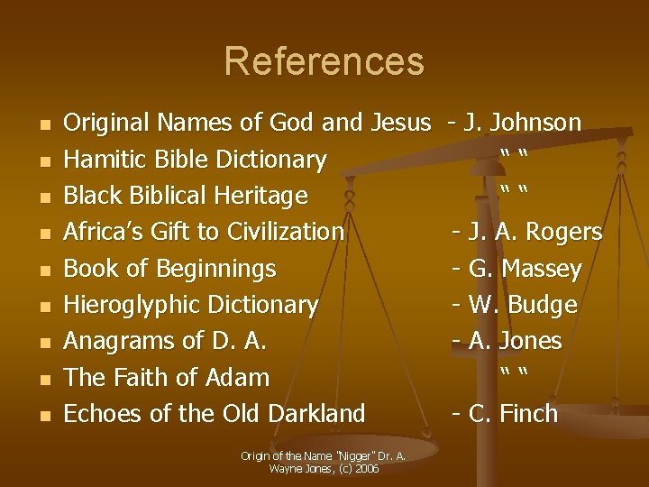References n n n n n Original Names of God and Jesus Hamitic Bible References n n n n n Original Names of God and Jesus Hamitic Bible