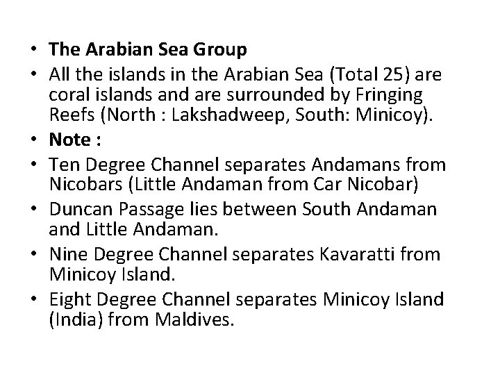  • The Arabian Sea Group • All the islands in the Arabian Sea