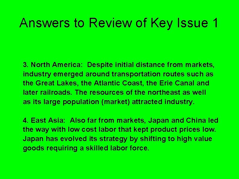 Answers to Review of Key Issue 1 3. North America: Despite initial distance from Answers to Review of Key Issue 1 3. North America: Despite initial distance from