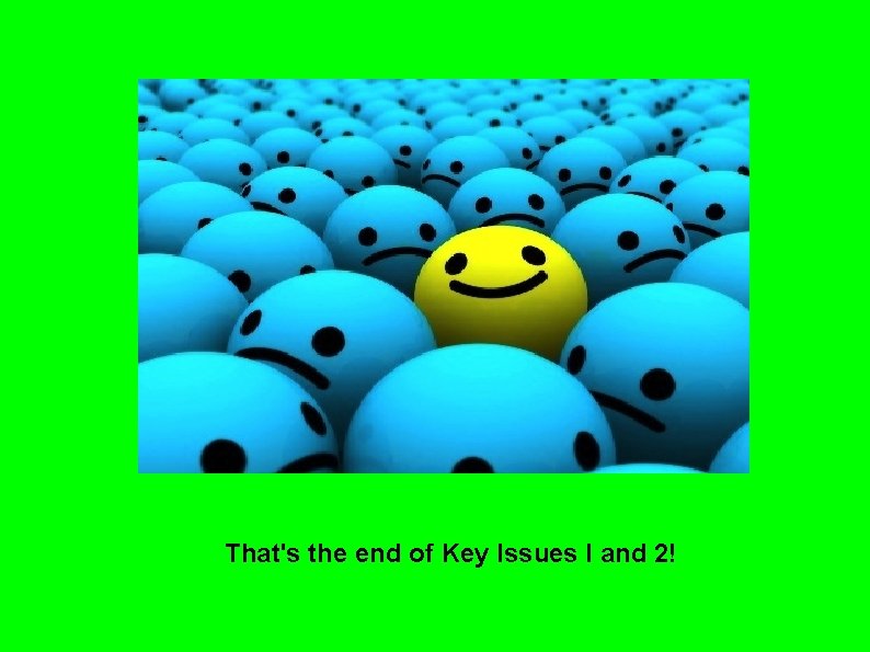 That's the end of Key Issues I and 2! That's the end of Key Issues I and 2!
