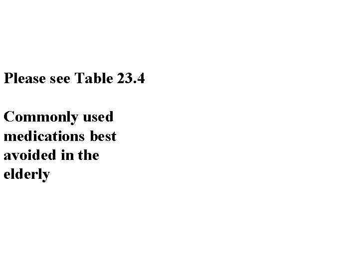 Please see Table 23. 4 Commonly used medications best avoided in the elderly 