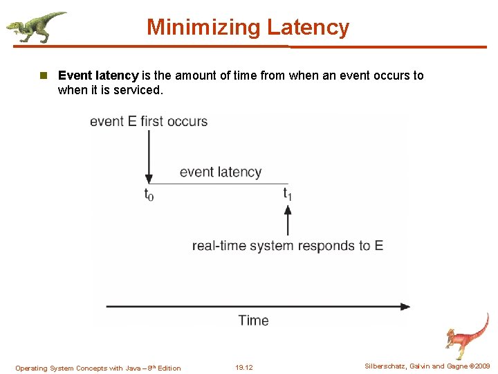 Minimizing Latency n Event latency is the amount of time from when an event Minimizing Latency n Event latency is the amount of time from when an event