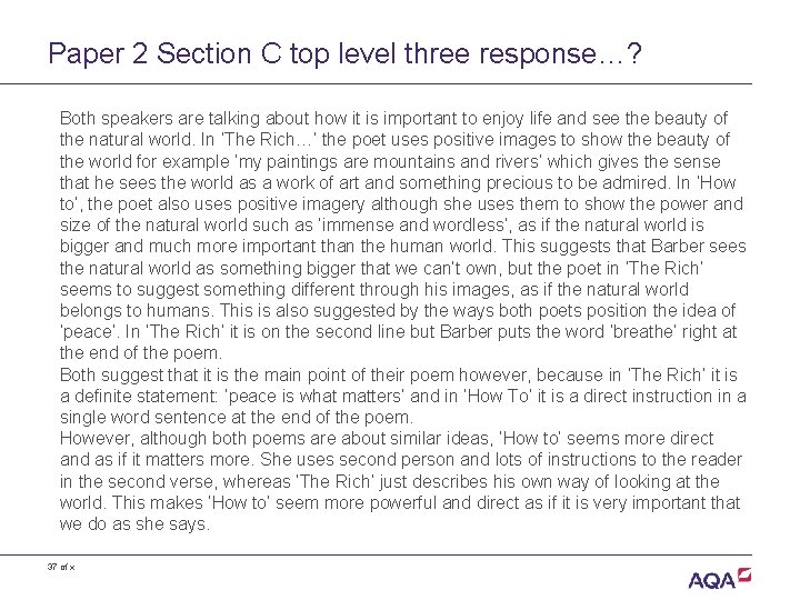 Paper 2 Section C top level three response…? Both speakers are talking about how