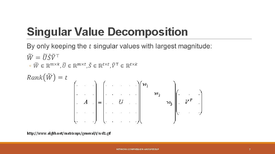 Singular Value Decomposition http: //www. alglib. net/matrixops/general/i/svd 1. gif NETWORK COMPRESSION AND SPEEDUP 7