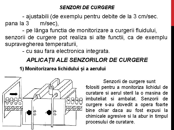 SENZORI DE CURGERE - ajustabili (de exemplu pentru debite de la 3 cm/sec. pana