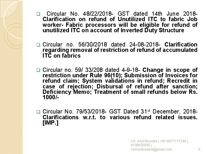 q Circular No. 48/22/2018 - GST dated 14 th June 2018 - Clarification on q Circular No. 48/22/2018 - GST dated 14 th June 2018 - Clarification on