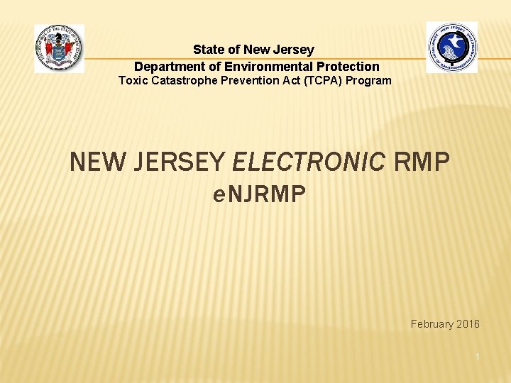 State of New Jersey Department of Environmental Protection Toxic Catastrophe Prevention Act (TCPA) Program