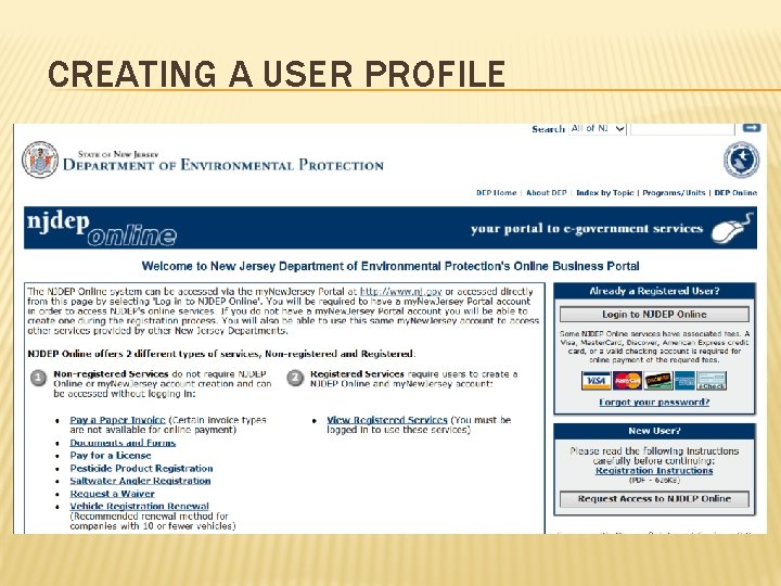 CREATING A USER PROFILE 