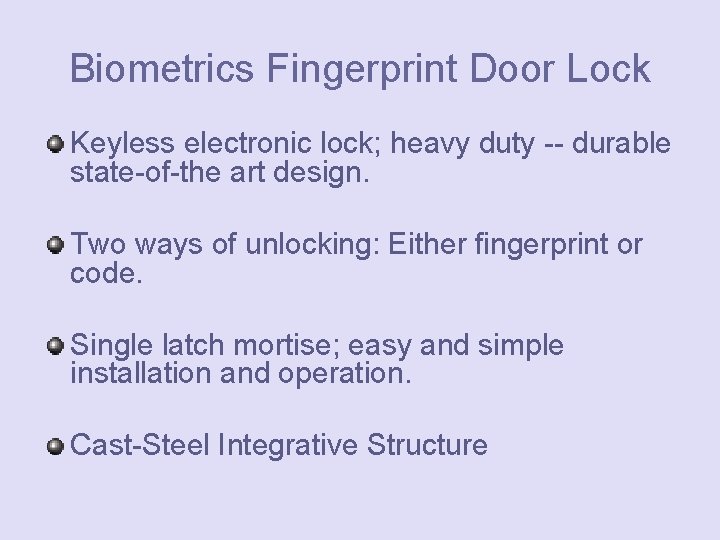 Biometrics Fingerprint Door Lock Keyless electronic lock; heavy duty -- durable state-of-the art design.