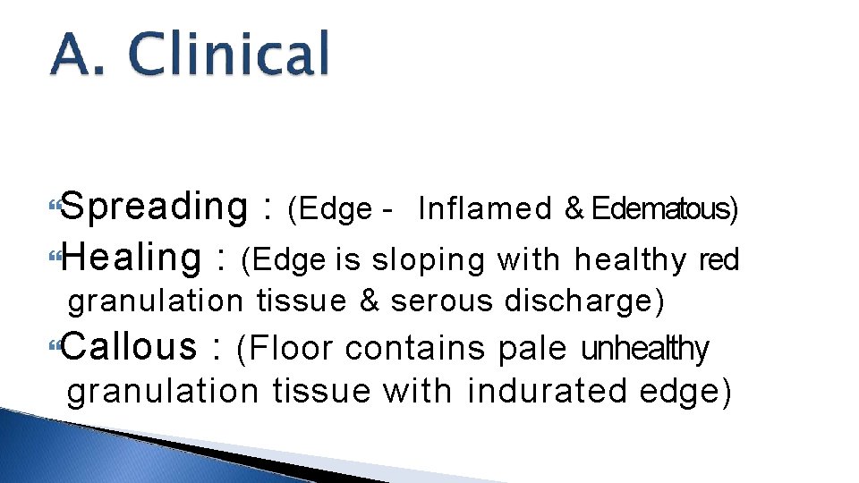  Spreading Healing : (Edge - Inflamed & Edematous) : (Edge is sloping with