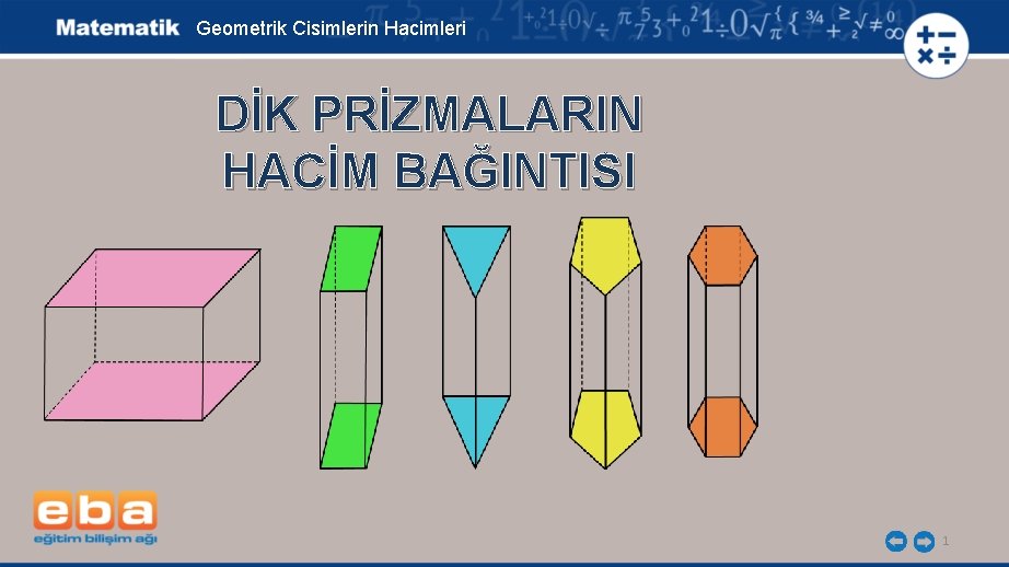 Geometrik Cisimlerin Hacimleri DİK PRİZMALARIN HACİM BAĞINTISI 1 