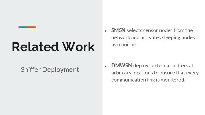 ● SMSN selects sensor nodes from the network and activates sleeping nodes as monitors.