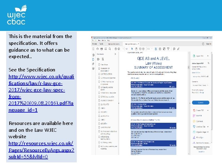This is the material from the specification. It offers guidance as to what can This is the material from the specification. It offers guidance as to what can