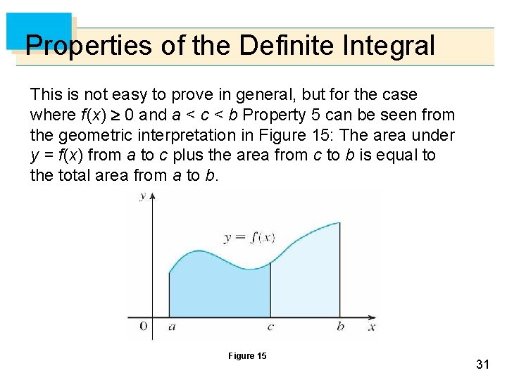 Properties of the Definite Integral This is not easy to prove in general, but Properties of the Definite Integral This is not easy to prove in general, but