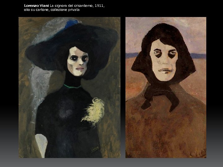 Lorenzo Viani La signora del crisantemo, 1911, olio su cartone, collezione privata 