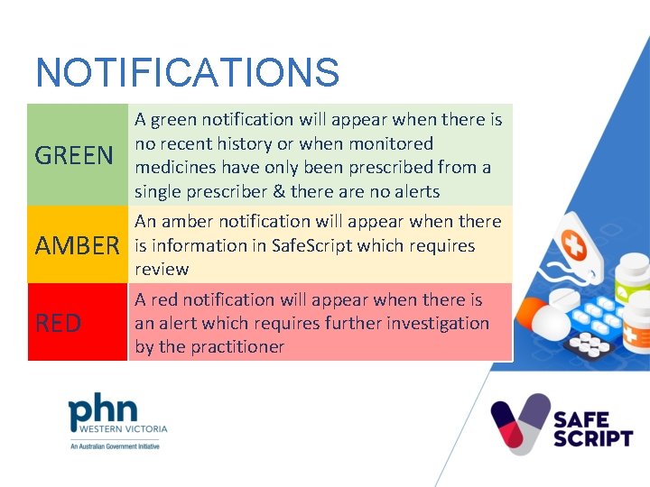 NOTIFICATIONS GREEN A green notification will appear when there is no recent history or