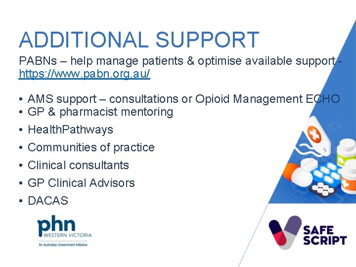 ADDITIONAL SUPPORT PABNs – help manage patients & optimise available support - https: //www.