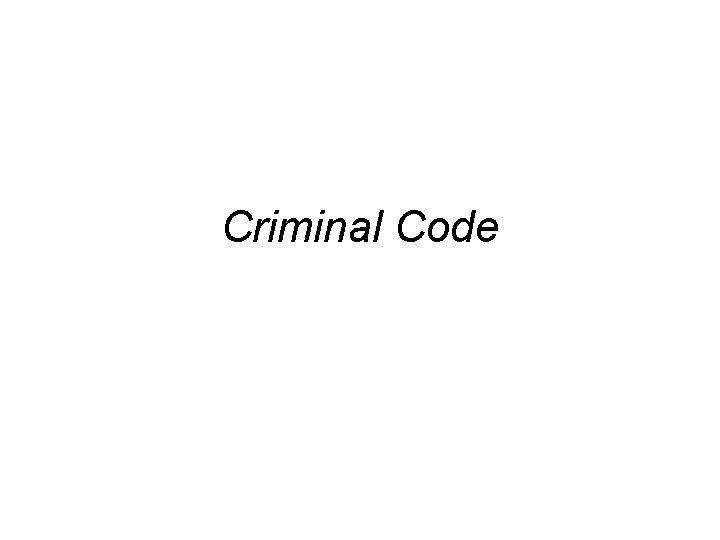 Criminal Code 