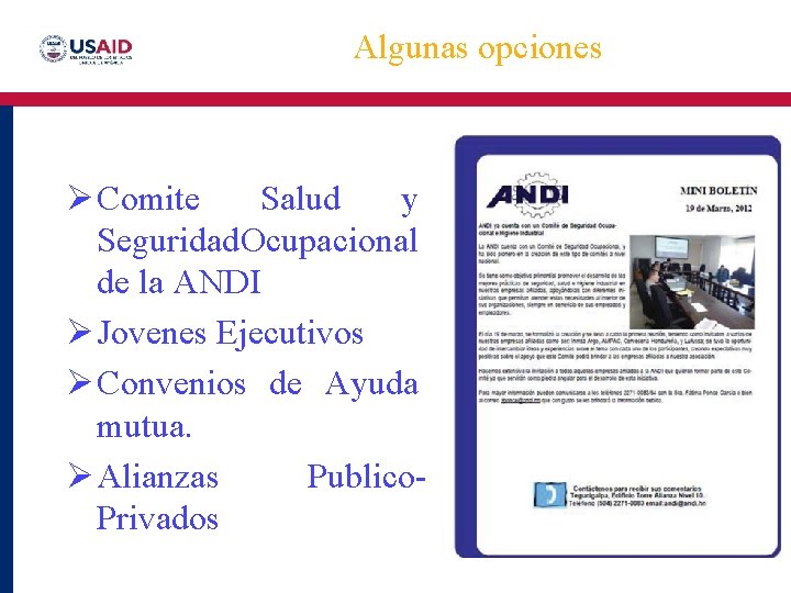 Algunas opciones Ø Comite Salud y • Click to edit Master text styles Seguridad