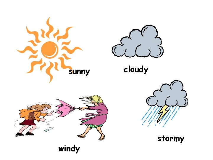 sunny windy cloudy stormy 