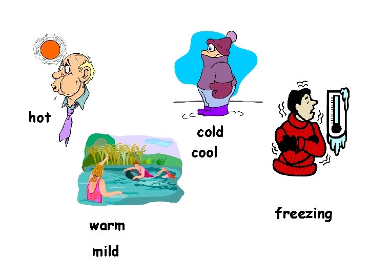 hot cold cool warm mild freezing 