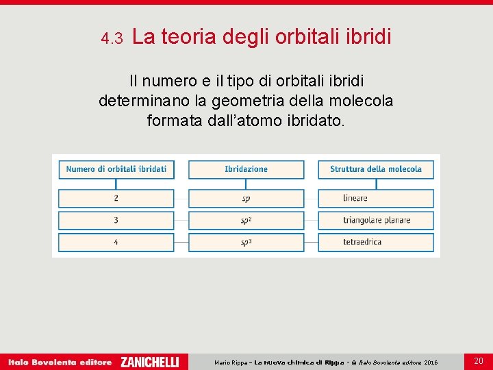4. 3 La teoria degli orbitali ibridi Il numero e il tipo di orbitali