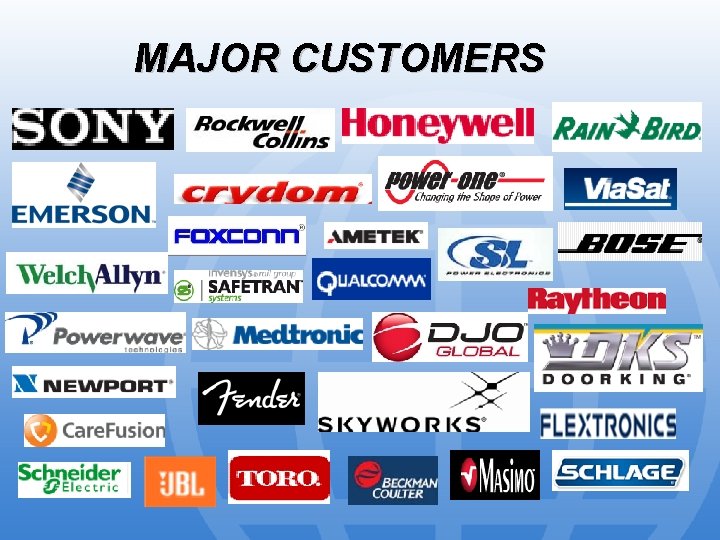 MAJOR CUSTOMERS 