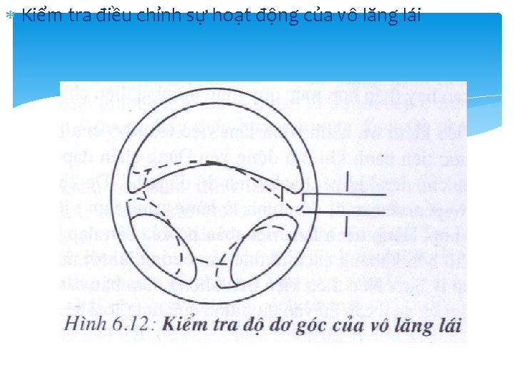 Kiểm tra điều chỉnh sự hoạt động của vô lăng lái Kiểm tra điều chỉnh sự hoạt động của vô lăng lái