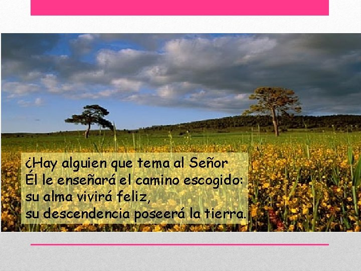 ¿Hay alguien que tema al Señor Él le enseñará el camino escogido: su alma