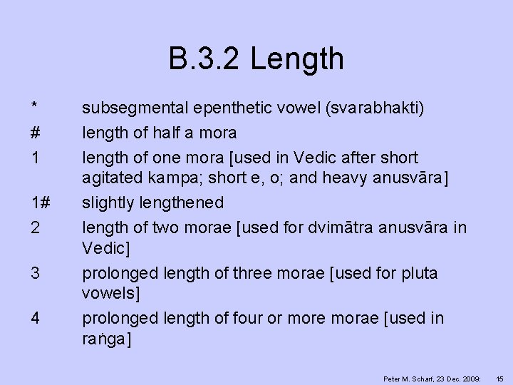 B. 3. 2 Length * # 1 1# 2 3 4 subsegmental epenthetic vowel