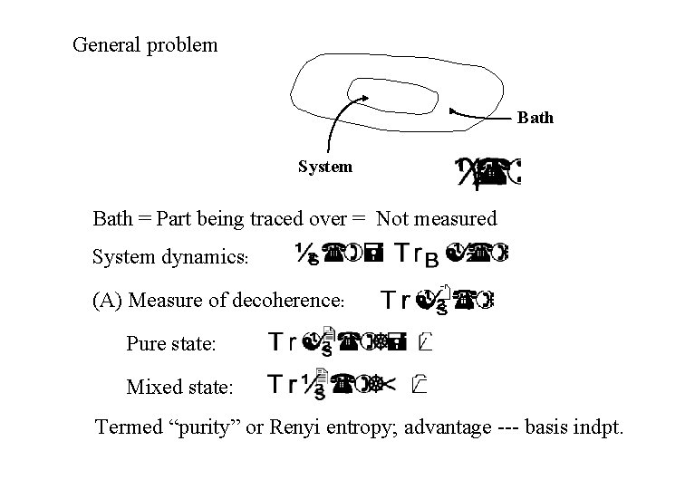 General problem Bath System Bath = Part being traced over = Not measured System