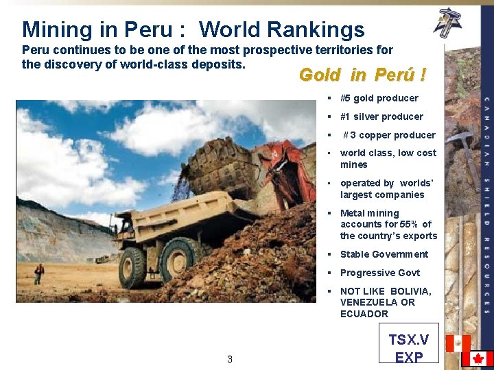 Mining in Peru : World Rankings Peru continues to be one of the most