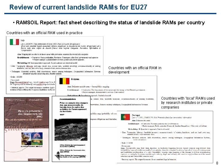 Review of current landslide RAMs for EU 27 • RAMSOIL Report: fact sheet describing