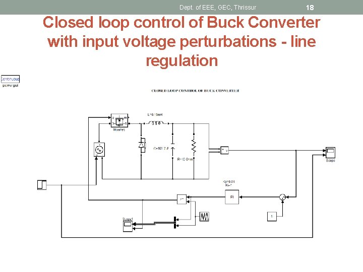 Dept. of EEE, GEC, Thrissur 18 Closed loop control of Buck Converter with input