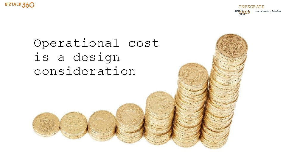 INTEGRATE etc. venues, JUNE 3 - 5, 2019 Operational cost is a design consideration