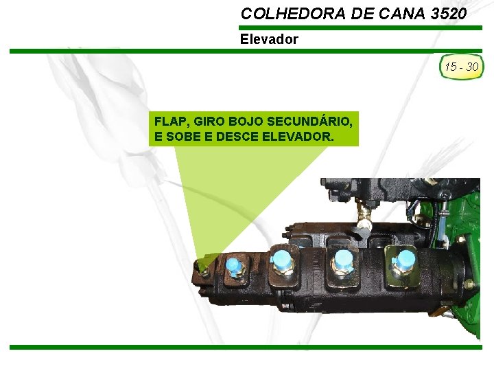 COLHEDORA DE CANA 3520 Elevador 15 - 30 FLAP, GIRO BOJO SECUNDÁRIO, E SOBE