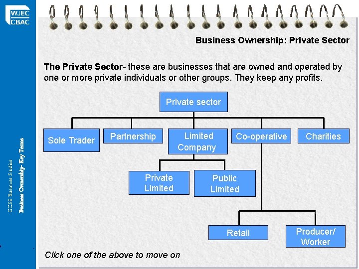 Business Ownership: Private Sector The Private Sector- these are businesses that are owned and