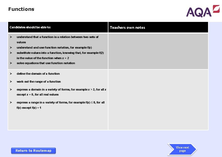 Functions Candidates should be able to: Ø understand that a function is a relation