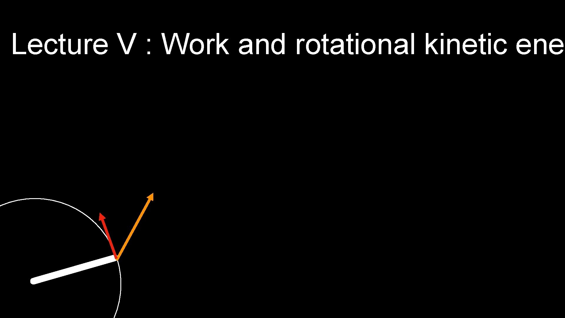 Lecture V : Work and rotational kinetic ener 