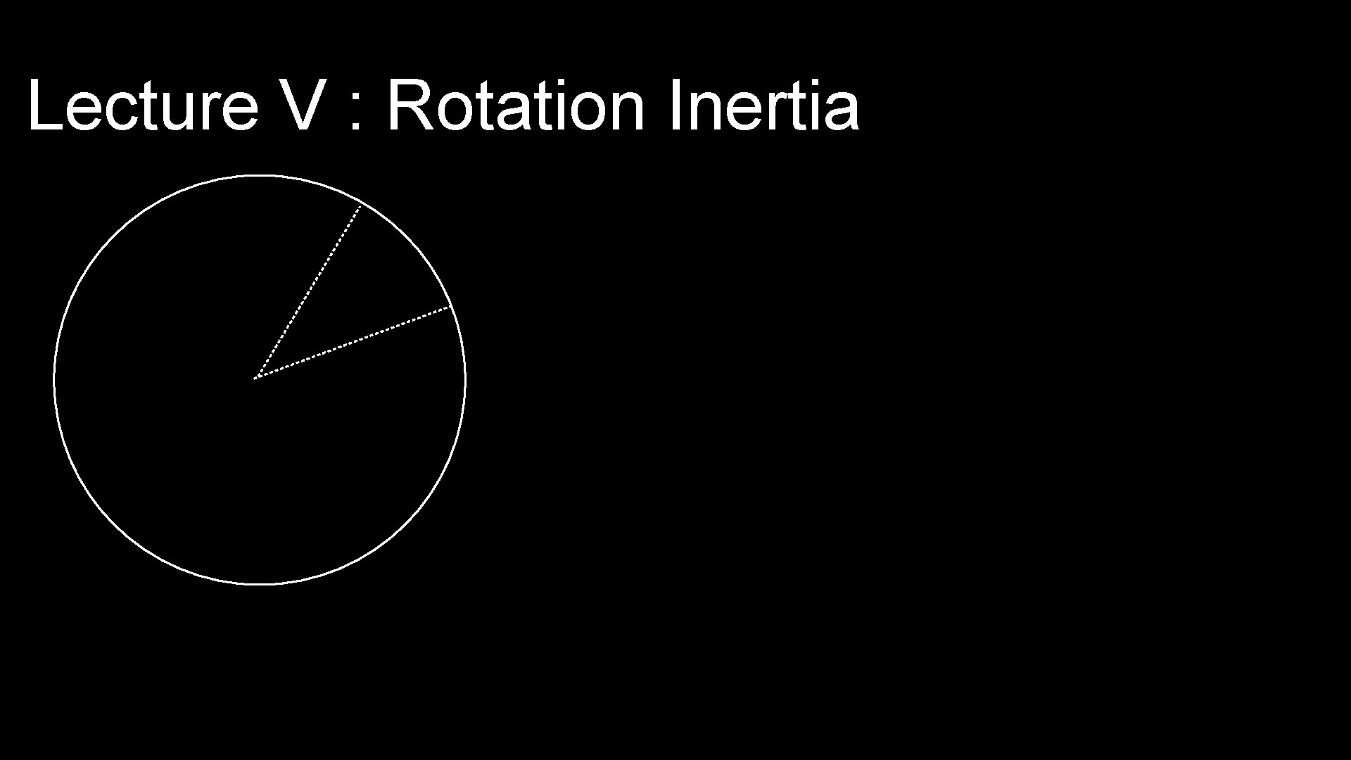 Lecture V : Rotation Inertia 