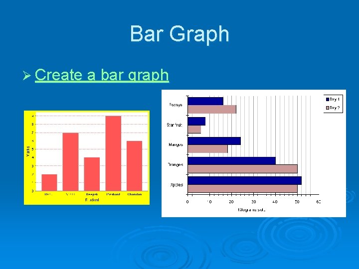 Bar Graph Ø Create a bar graph 